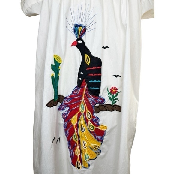 VINTAGE Handmade Peacock Kaftan Dress w/ Pockets size XL - Picture 3 of 12